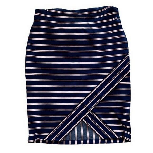 Skies are Blue Asymmetrical Striped Stretchy Skirt Size Large - Picture 7 of 7